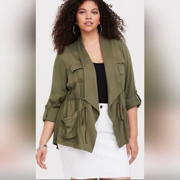 Green Torrid Top Lightweight Jacket Large Utility Boho Bohemian Size 0 Large - Picture 9 of 10